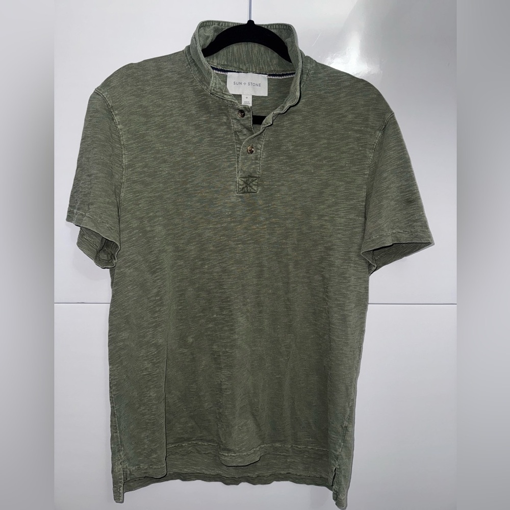 Sun + Stone Men's Olive Button Down Shirt